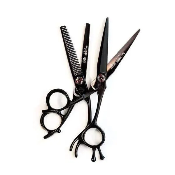 Kamisori Set di forbici da parrucchiere Black Diamond III