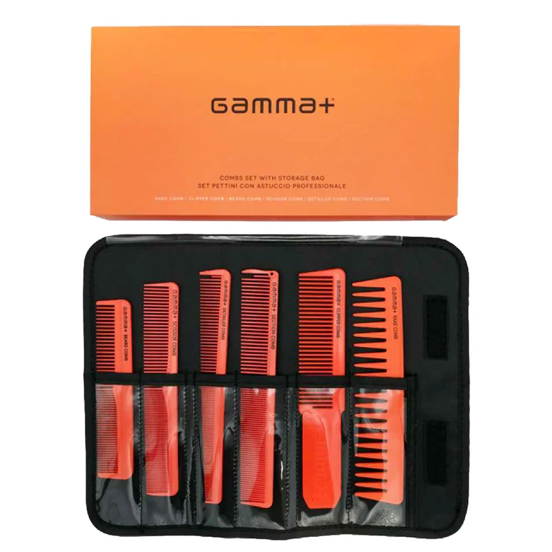 Set 6 Pettini Professionali con astuccio Arancio Gamma+