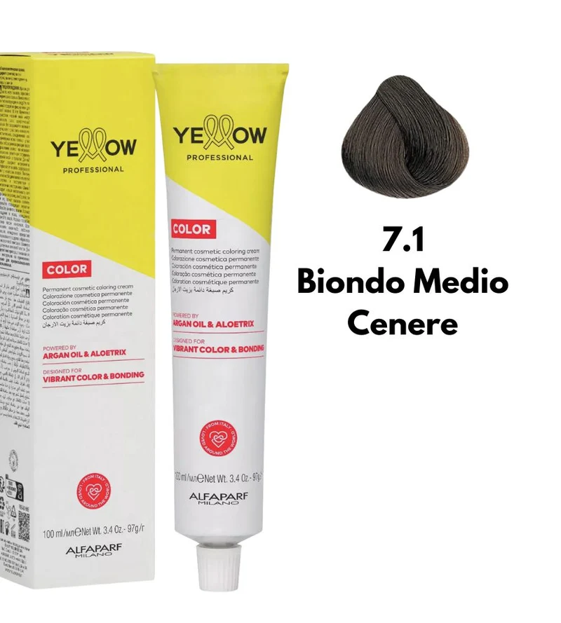 Tintura Yellow Alfaparf 100ml 7.1 Biondo Medio Cenere