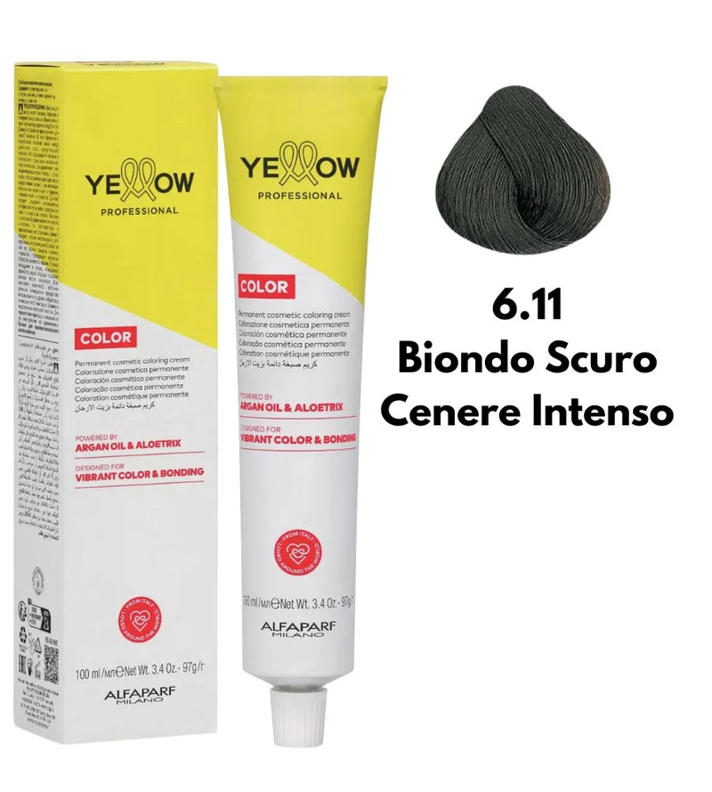 Tintura Yellow Alfaparf 100ml 6.11 Biondo Scuro Cenere Intenso