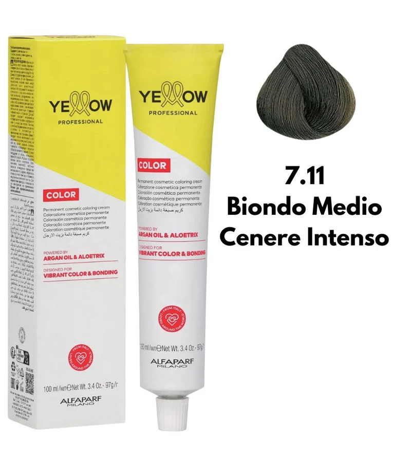 Tintura Yellow Alfaparf 100ml 7.11 Biondo Medio Cenere Intenso
