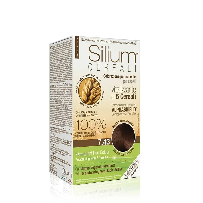 Colorazione Silium Permanente Per Capelli 7.43 Biondo Ramato dorato