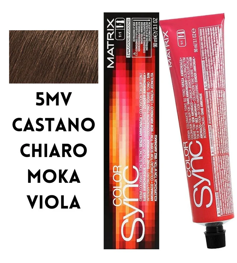 Tintura SoColor Sync Pre-Bonded Matrix 90ml 5MV Castano Chiaro Moka Viola