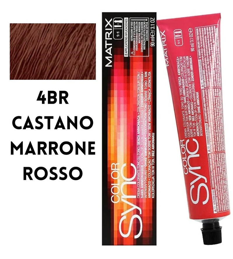 Tintura SoColor Sync Pre-Bonded Matrix 90ml 4BR Castano MArrone Rosso