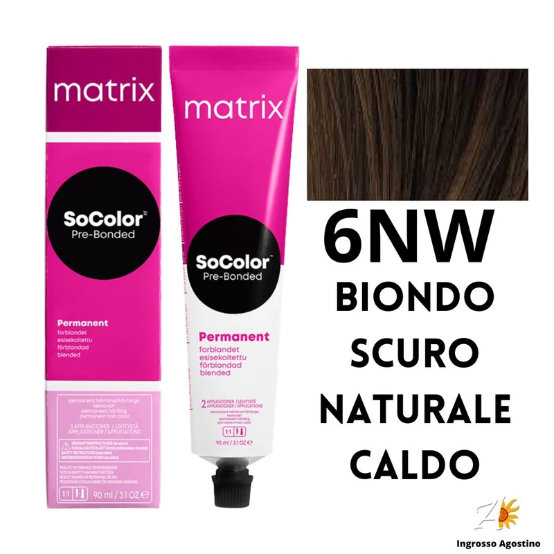 Tintura SoColor Matrix 6NW Biondo Scuro Naturale Caldo 90ml
