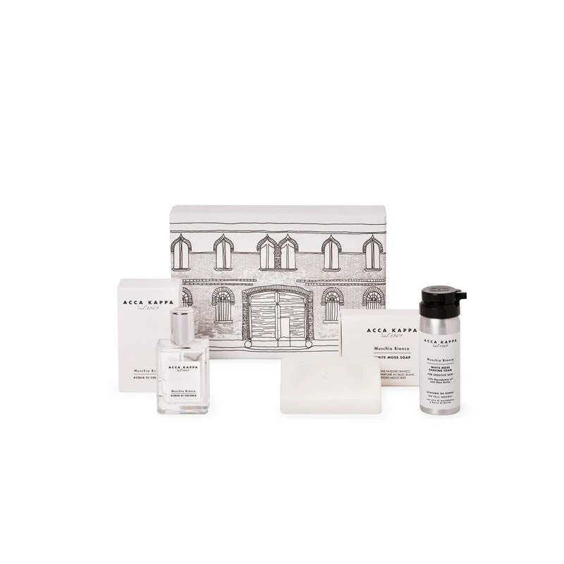 Set Regalo Uomo Muschio Bianco Schiuma da Barba+Colonia Acca Kappa