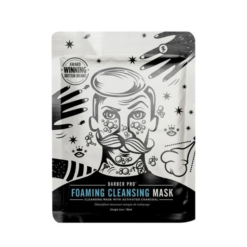 Barber Pro Foaming Clean Mask 20 ml – Maschera Viso Purificante al Carbone Attivo