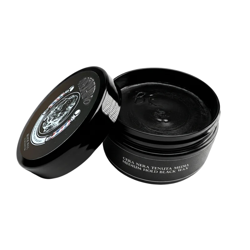 Barberhino Black Wax Medium Hold Cera Nera per Capelli 100 ml