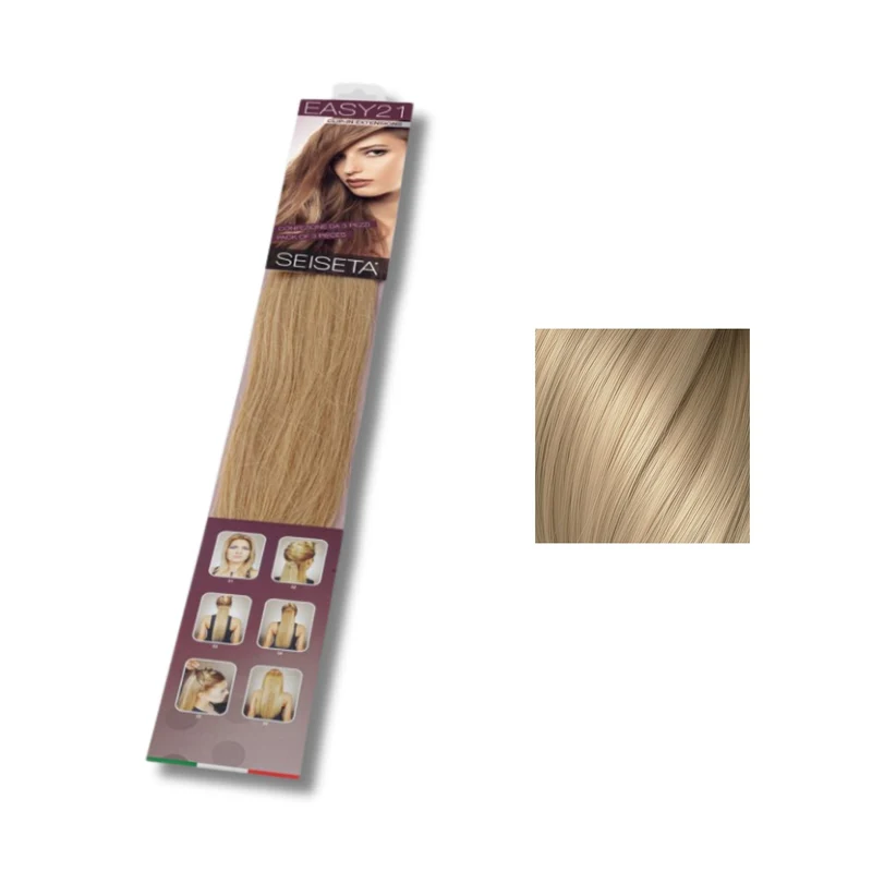 Seiseta Easy 21 Clips Biondo Chiarissimo 50/55 cm - Extension Clip Professionali per Capelli