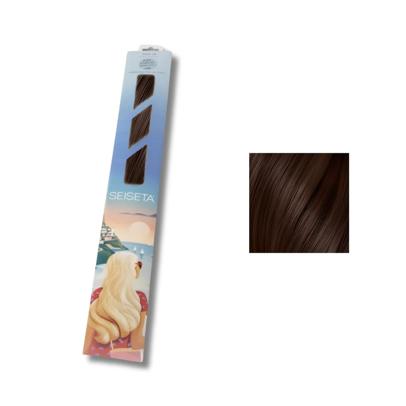 Seiseta Classic Extension keratina Castano Mogano Chiaro 50/55 cm - Extension Professionali per Capelli Cheratina