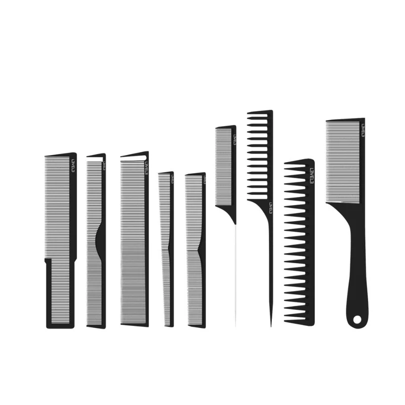 L3VEL3 Pettini Styling Comb Set 9 Pezzi