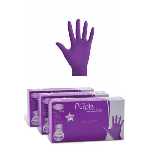 Guanti monouso professionali non talcati in nitrile Roial Purple 5 stelle non talcati 1 confezione 100 pezzi per estetista nail art parrucchiere spa