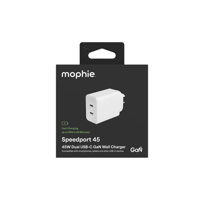 Mophie 45W USB-C Wall Charger 2C White.